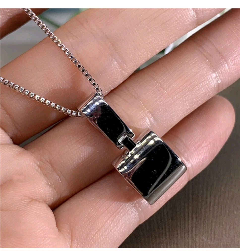 Silver Tone Necklace 1cm Round CZ Diamond Pendant Sparkly Statement 18"